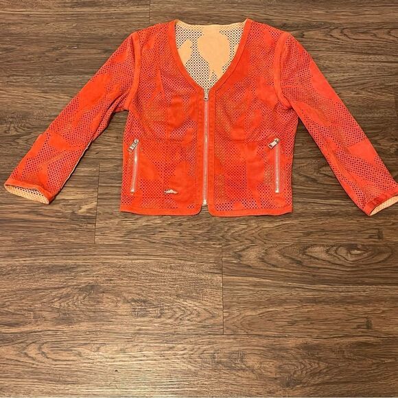 Urbancode Zipper Jacket With Bird Design on Back Orange US Size 4 UK Size 8 - Picture 11 of 16